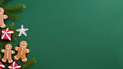 Fototapeta premium Blank greeting template mockup on charismas decorations background. AI generative