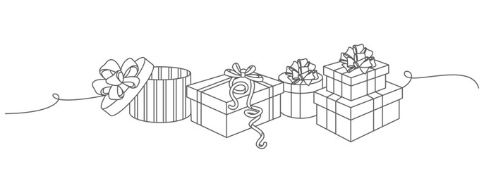 Line art vector christmas gift design set