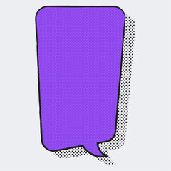 Callout comics cute characters. Purple square empty text bubble sticker.
