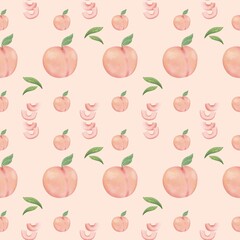 seamless pattern with peach on a pink background
