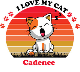 Cadence Is My Cute Cat, Cat name t-shirt Design