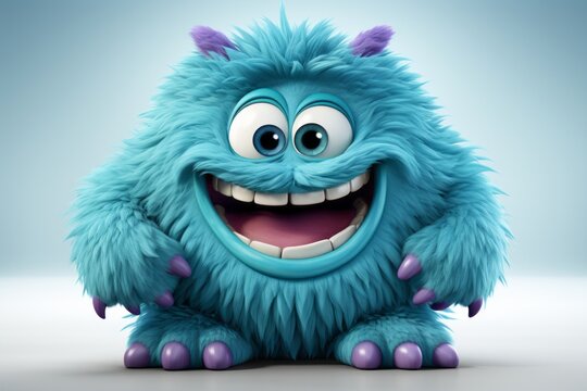 Comical furry monster with oversized feet and a goofy smile, bringing humor and laughter to your scene, Generative AI