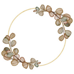 Watercolor Autumn Eucalyptus Leaf Frame