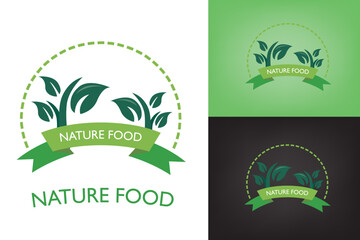 green nature food logo emblem