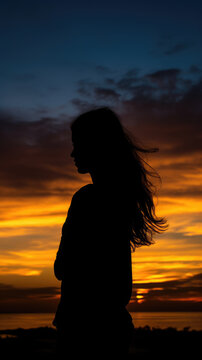 Artistic Silhouette Of A Woman Against A Stunning Sun Background Image, Best Phone Wallpapers