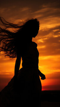 Artistic Silhouette Of A Woman Against A Stunning Sun Background Image, Best Phone Wallpapers