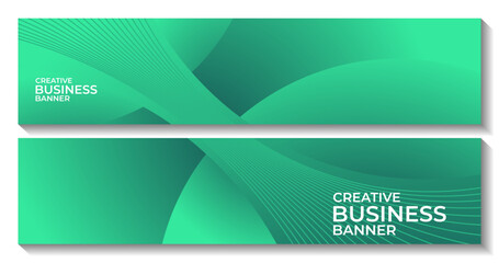 banner set template with green modern elegant abstract background