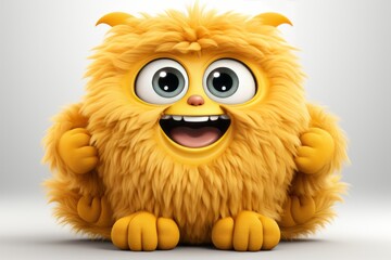 Fototapeta premium Friendly furry monster with multiple arms and a warm, welcoming demeanor, perfect for a huggable character, Generative AI