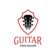 the music guitar logo is red and black which makes the logo even more elegant