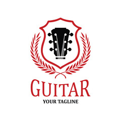 the music guitar logo is red and black which makes the logo even more elegant