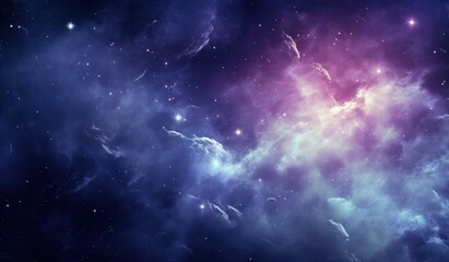 Nebula and galaxies in space. Abstract cosmos background, Realistic nebula and shining stars. Colorful cosmos with stardust