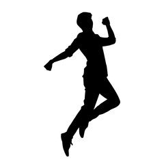 Fototapeta na wymiar Silhouette of a man dancing pose. Silhouette of a male dancer in action pose. 