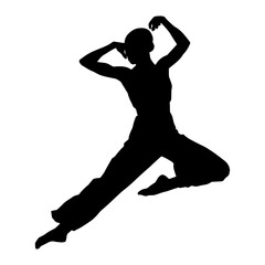 Silhouette of a ballet dancer female in pose. Silhouette of a ballerina in action pose.