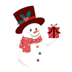 snowman with gift Box