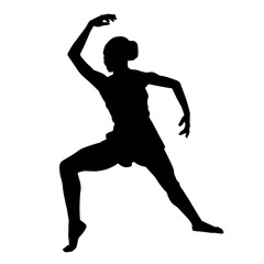 Silhouette of a ballet dancer female in pose. Silhouette of a ballerina in action pose.