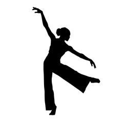 Silhouette of a ballet dancer female in pose. Silhouette of a ballerina in action pose.