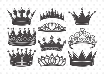Crown Clipart SVG Cut File | Tiara Svg | King Crown Svg | Queen Crown Svg | Crown Bundle | Eps | Dxf | Png