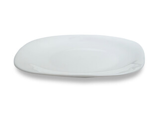 White ceramics plate bowl isolated cut out, empty tableware mock up template