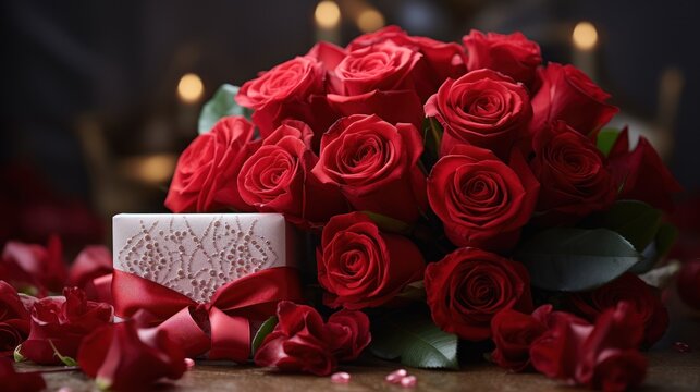 Beautiful roses and heartfelt cards for valentine's day