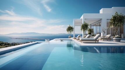 Fototapeta premium Luxurious pool with a stunning sea view