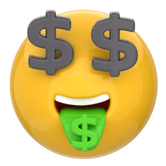 3d icon Money Mouth Face, 3d illustration, 3d element, 3d rendering.