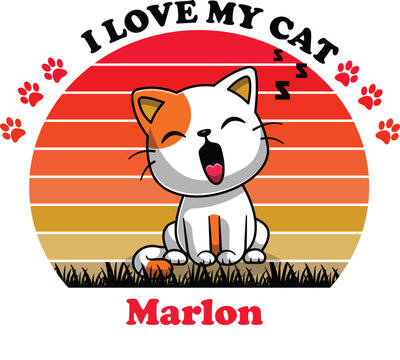 Marlon Is My Cute Cat, Cat name t-shirt Design