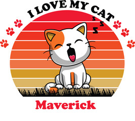 Maverick Is My Cute Cat, Cat name t-shirt Design