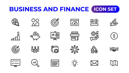 Business and finance icon set. Business and corporation vector icon.Money, investment, teamwork, meeting, partnership, meeting, work success.