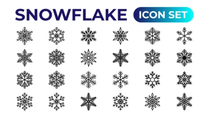 Fotobehang snowflake icons collection.Thin outline icons pack. © artnazu