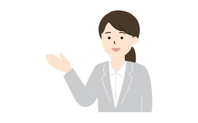 案内をするスーツを着た女性　主線なし
