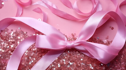 pink ribbon and bow HD 8K wallpaper Stock Photographic Image 