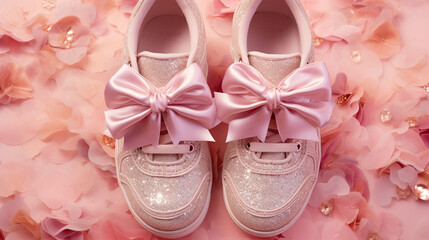 pink ballet slippers HD 8K wallpaper Stock Photographic Image  - obrazy, fototapety, plakaty