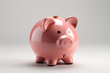 Classic pink piggy bank with a cheerful expression, Generative AI