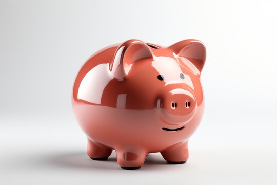 Classic pink piggy bank with a cheerful expression, Generative AI