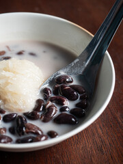 black beans with stick rice in sweet coconut milk