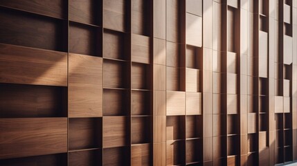 background of wood, Wooden board panel pattern with brown acoustic panels, diffused window light, modern architecture, interior acoustics, wallpaper 