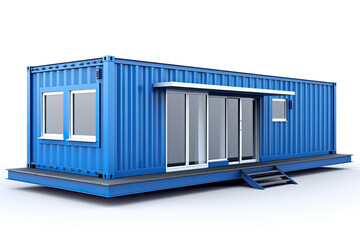 blue container house isolated on white background