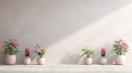 plain wall interior with plant in pot on the edge of the wall