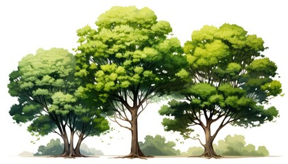 tree collection illustration in different style