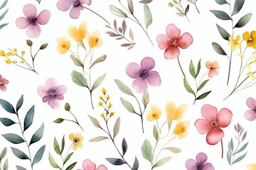 Watercolor Floral Pattern in Soft Blush Hues