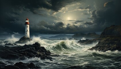 Fototapeta na wymiar white lighthouse illustration