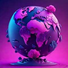 Creative pink and blue earth image background