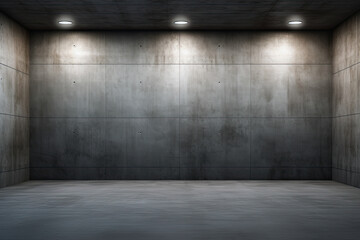 empty concrete room with light and shadow on the wall. dark silver and bronze. garage scene - obrazy, fototapety, plakaty
