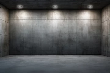 Poster Mur empty concrete room with light and shadow on the wall. dark silver and bronze. garage scene