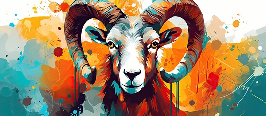 Abstract animal concept the Mouflon can serve as inspiration for various creative purposes such as wallpaper canvas prints decorative elements banners t shirt designs and advertising materi - obrazy, fototapety, plakaty