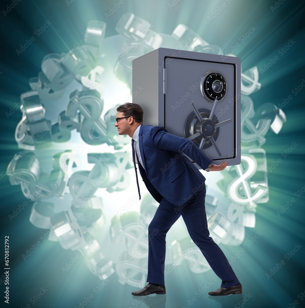 Poster BUsinessman stealing metal safe from bank