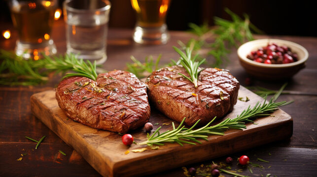 grilled meat with vegetables HD 8K wallpaper Stock Photographic Image 