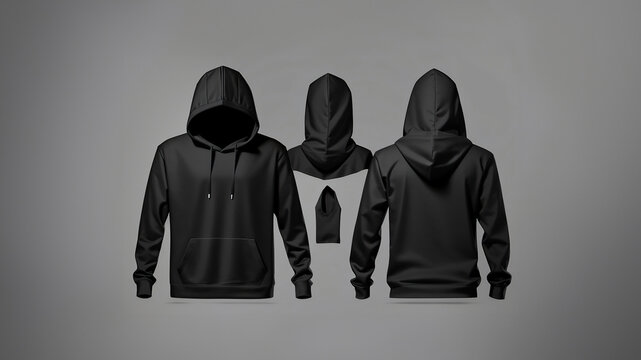 Versatile Black Tee and Hoodie Set: Front and Back Views