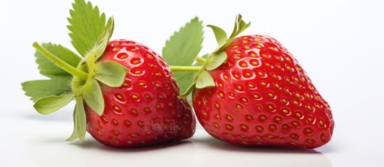 A fresh bunch of strawberries seen up close