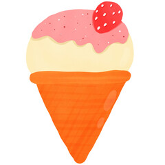 Ice cream vanilla strawberry